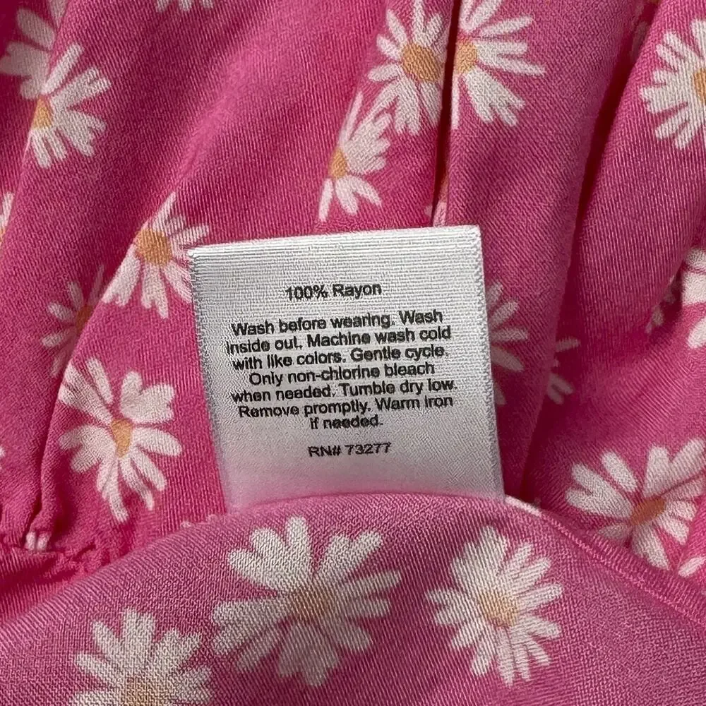 Jumping Beans Girls Sundress Pink White Daisy Print Tiered Rayon Size 7